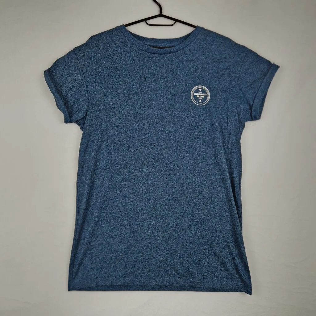 Bershka Men’s Blue T-Shirt Size S Cotton Blend Slim Fit Inspired Flow Graphic