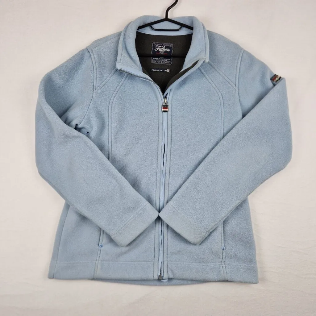 Vintage Falcon Women’s Light Blue Fleece Jacket Size L Polyester Outdoor Zip Up