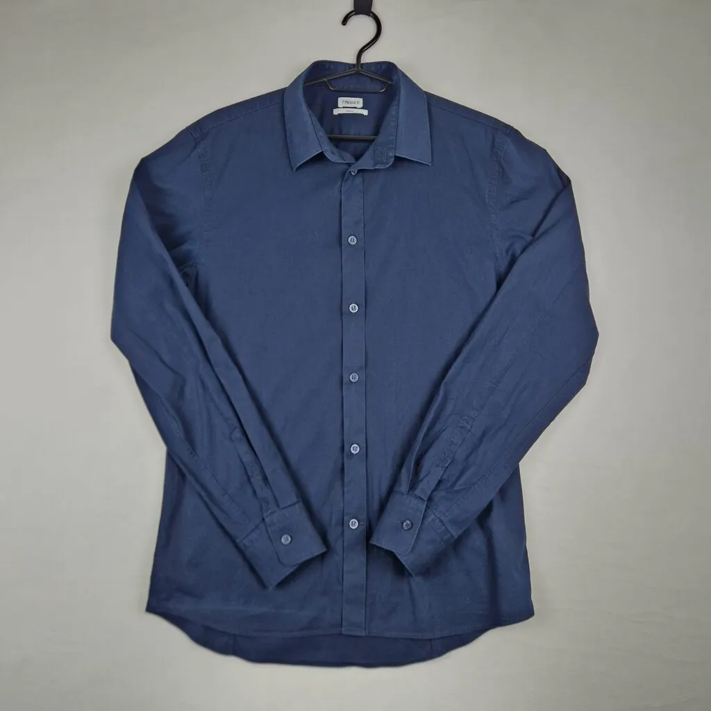 Filippa K Mens Blue Shirt Size M Cotton Long Sleeve Slim Fit Classic Button Up