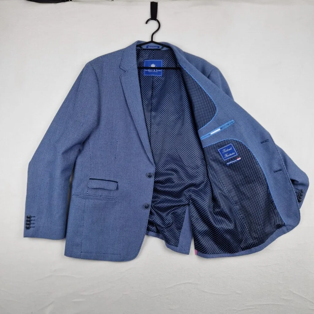 Jackett & Sons Mens Blue Blazer Size 27 Polyester Viscose Textured Modern Fit