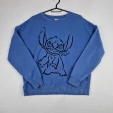 Disney Womens Blue Sweatshirt Size M Cotton Stitch Graphic Pullover