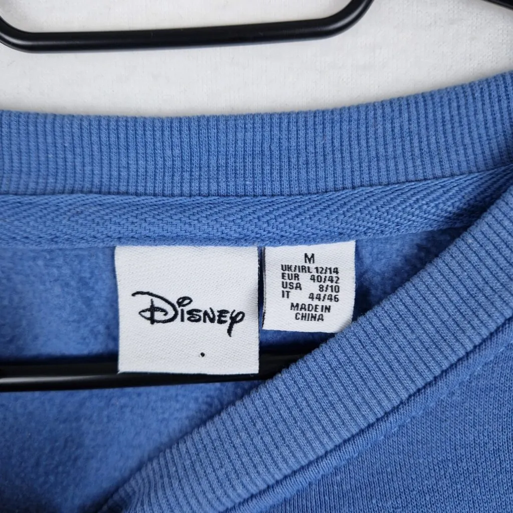 Disney Womens Blue Sweatshirt Size M Cotton Stitch Graphic Pullover