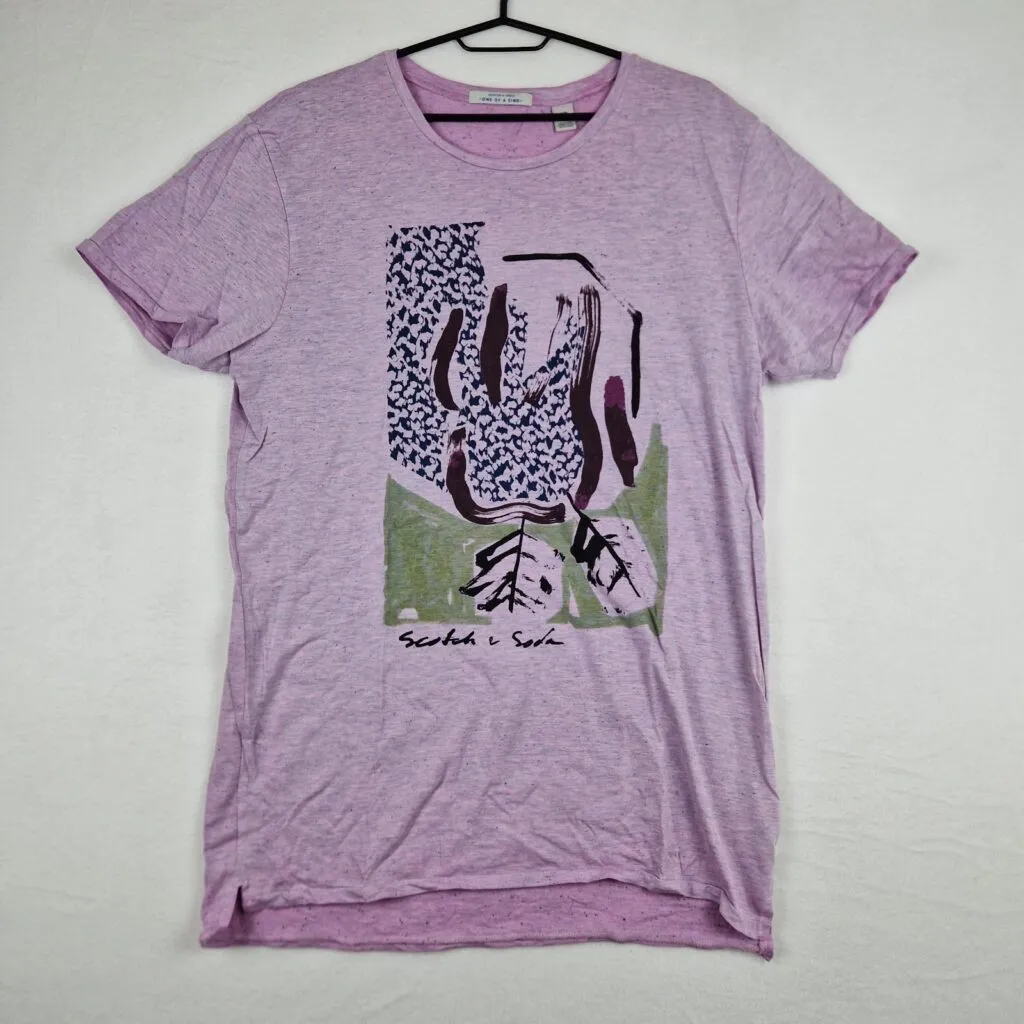 Scotch & Soda Womens Purple Graphic T Shirt Size L Cotton Blend Tee