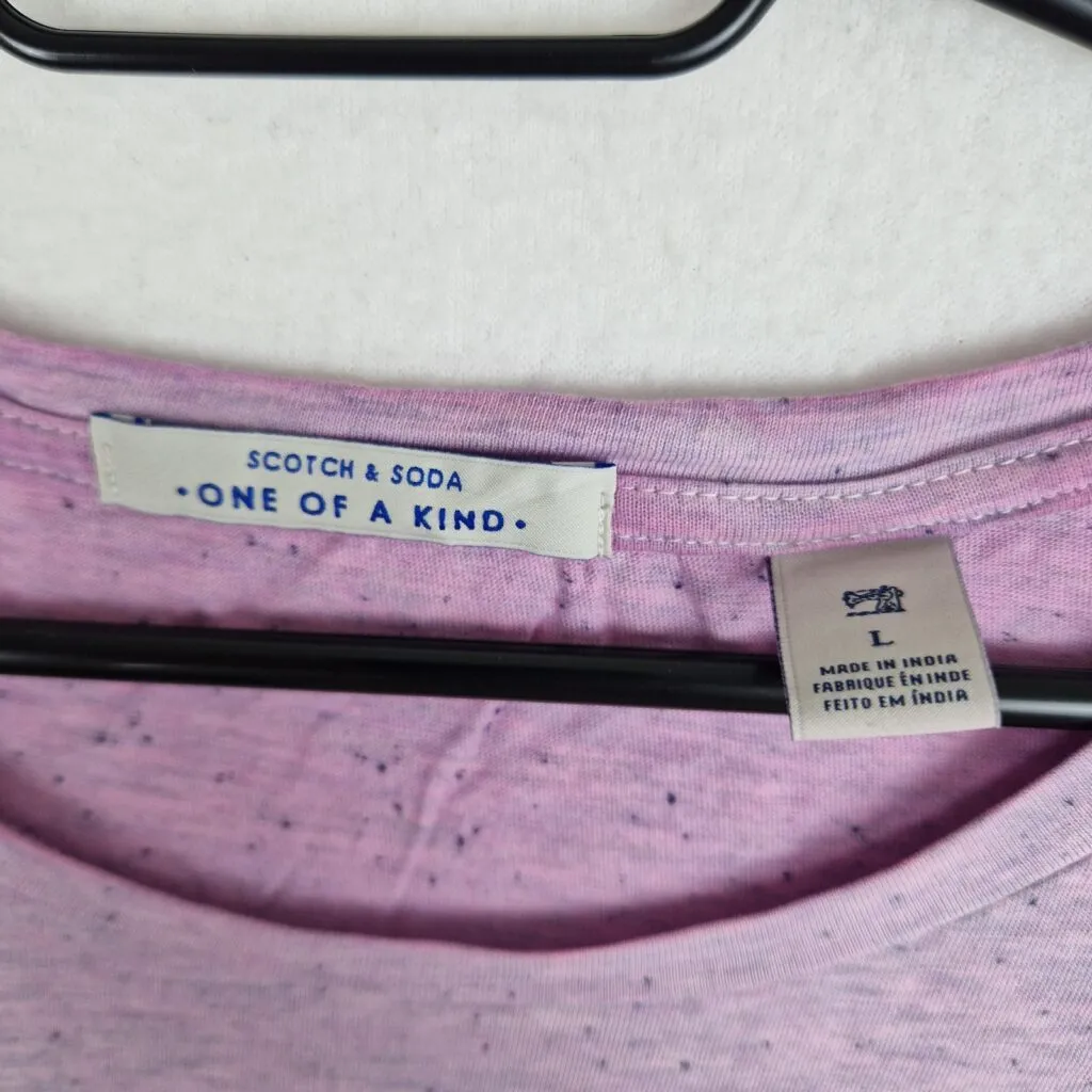 Scotch & Soda Womens Purple Graphic T Shirt Size L Cotton Blend Tee