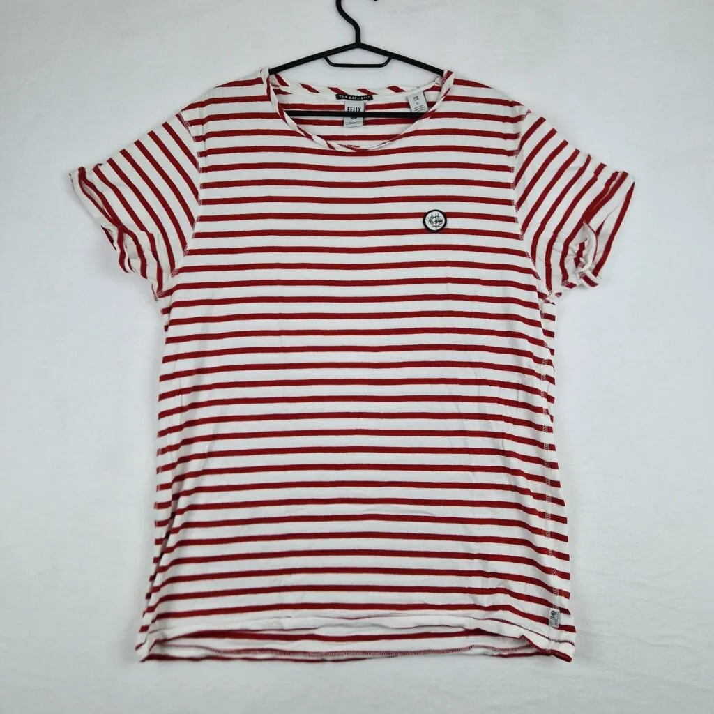 Scotch & Soda Womens White Red Striped T Shirt Size L Cotton Felix Tee