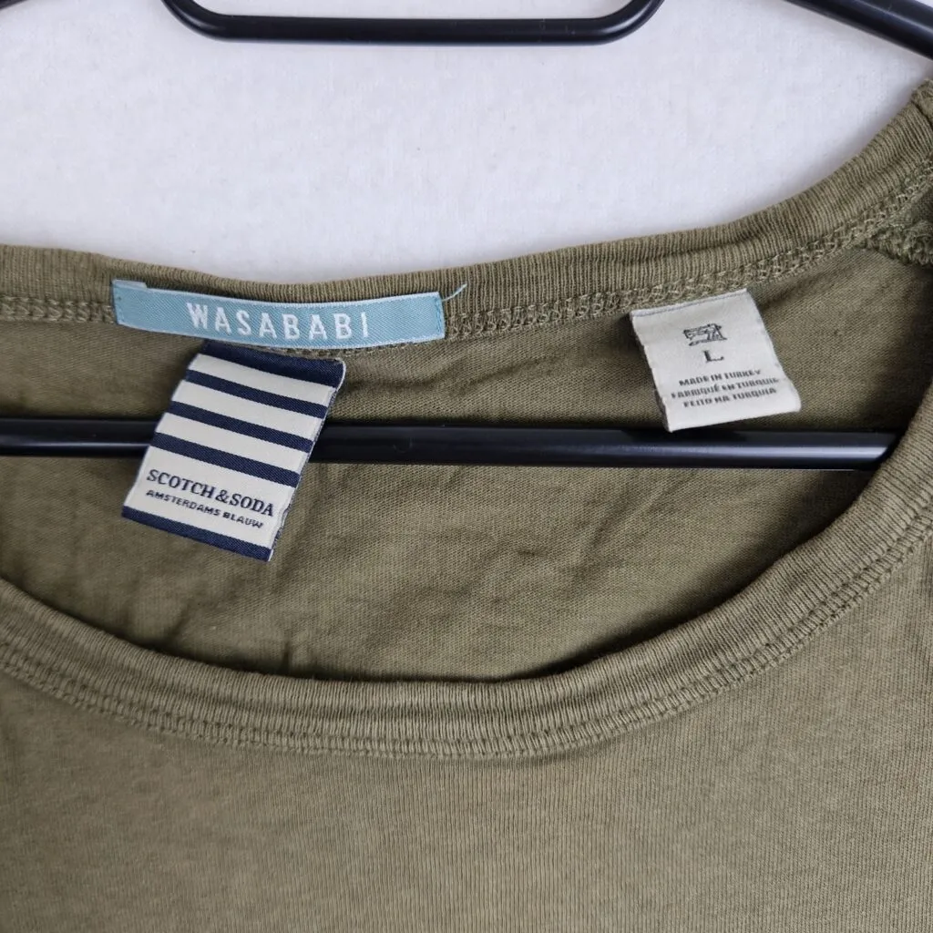 Scotch & Soda Wasababi T-Shirt Men L Green Cotton Pocket Tee