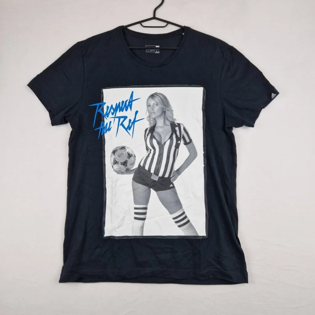 Adidas Men Black Graphic T-Shirt Size L Cotton Climalite Sportswear Tee