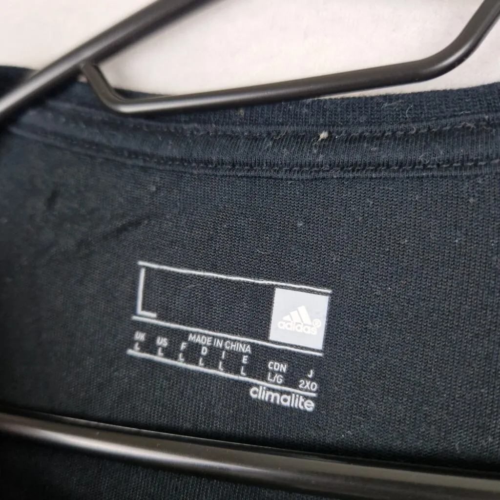 Adidas Men Black Graphic T-Shirt Size L Cotton Climalite Sportswear Tee