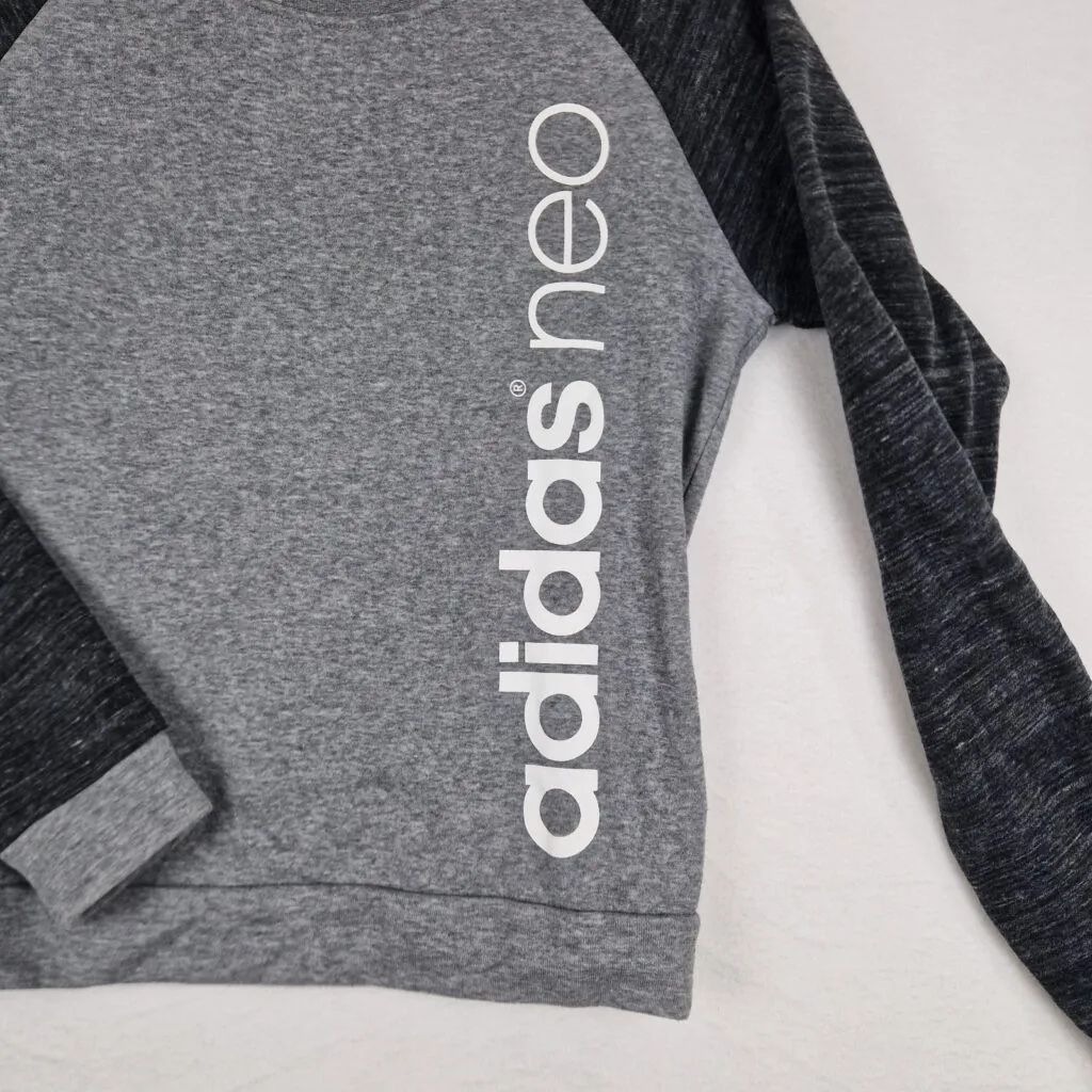 Adidas Neo Women Grey Sweatshirt Size S Cotton Blend Raglan Long Sleeve