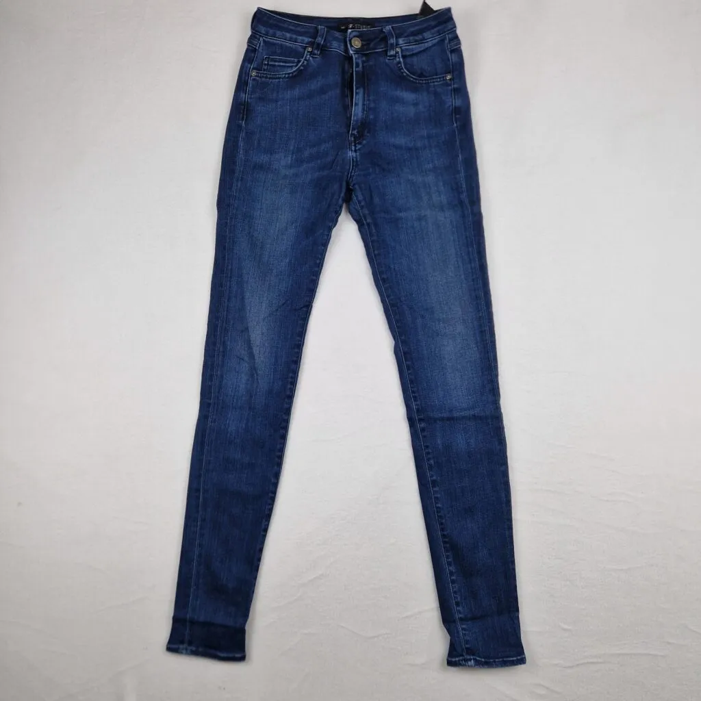 ST Studio Womens Royal Dark Blue Skinny Jeans Size W25 Denim High Waist