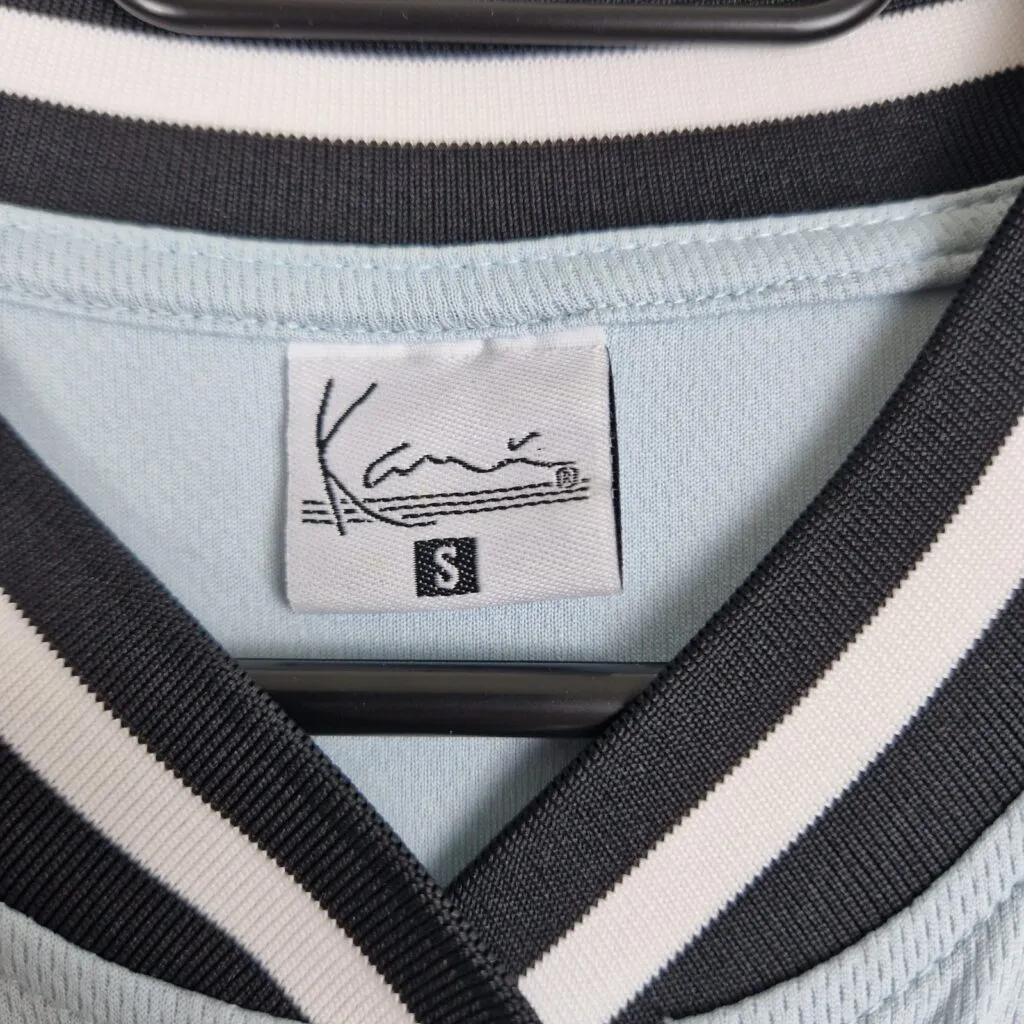 Karl Kani Mens Light Blue Jersey Shirt Size S Polyester Button Up