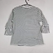 Scotch & Soda Womens Striped Top Size S Cotton Ruffle Sleeve