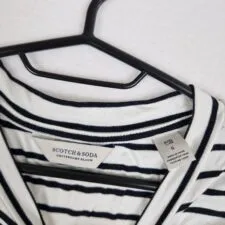 Scotch & Soda Womens Striped Top Size S Cotton Ruffle Sleeve