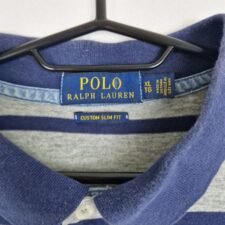 Polo Ralph Lauren Mens Grey Blue Shirt Size XL Cotton Custom Slim Fit Striped Classic