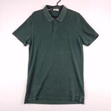 Selected Homme Mens Green Polo Shirt Size M Cotton Embroidered Classic Casual