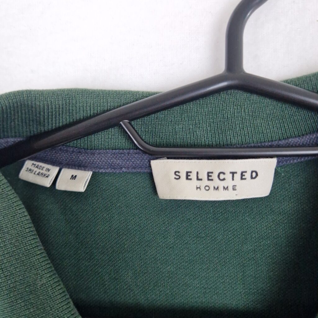 Selected Homme Mens Green Polo Shirt Size M Cotton Embroidered Classic Casual