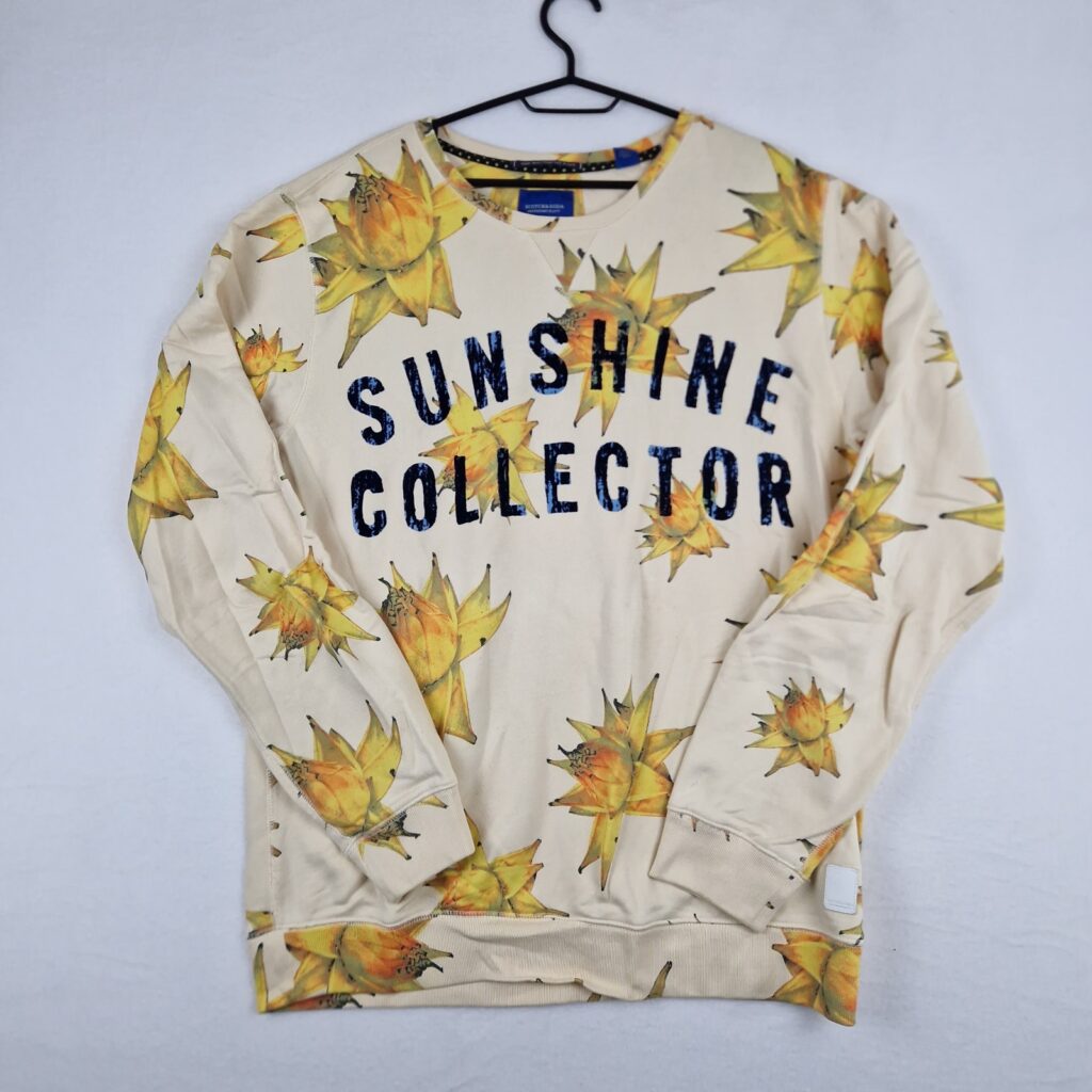 Scotch & Soda Mens Beige Longsleeve Sweatshirt Size XL Cotton Graphic Floral Sunshine