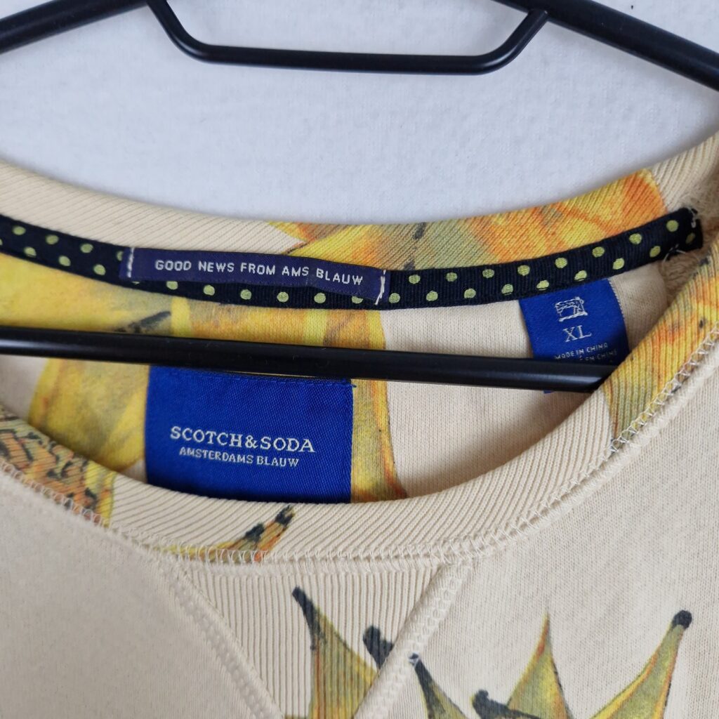 Scotch & Soda Mens Beige Longsleeve Sweatshirt Size XL Cotton Graphic Floral Sunshine