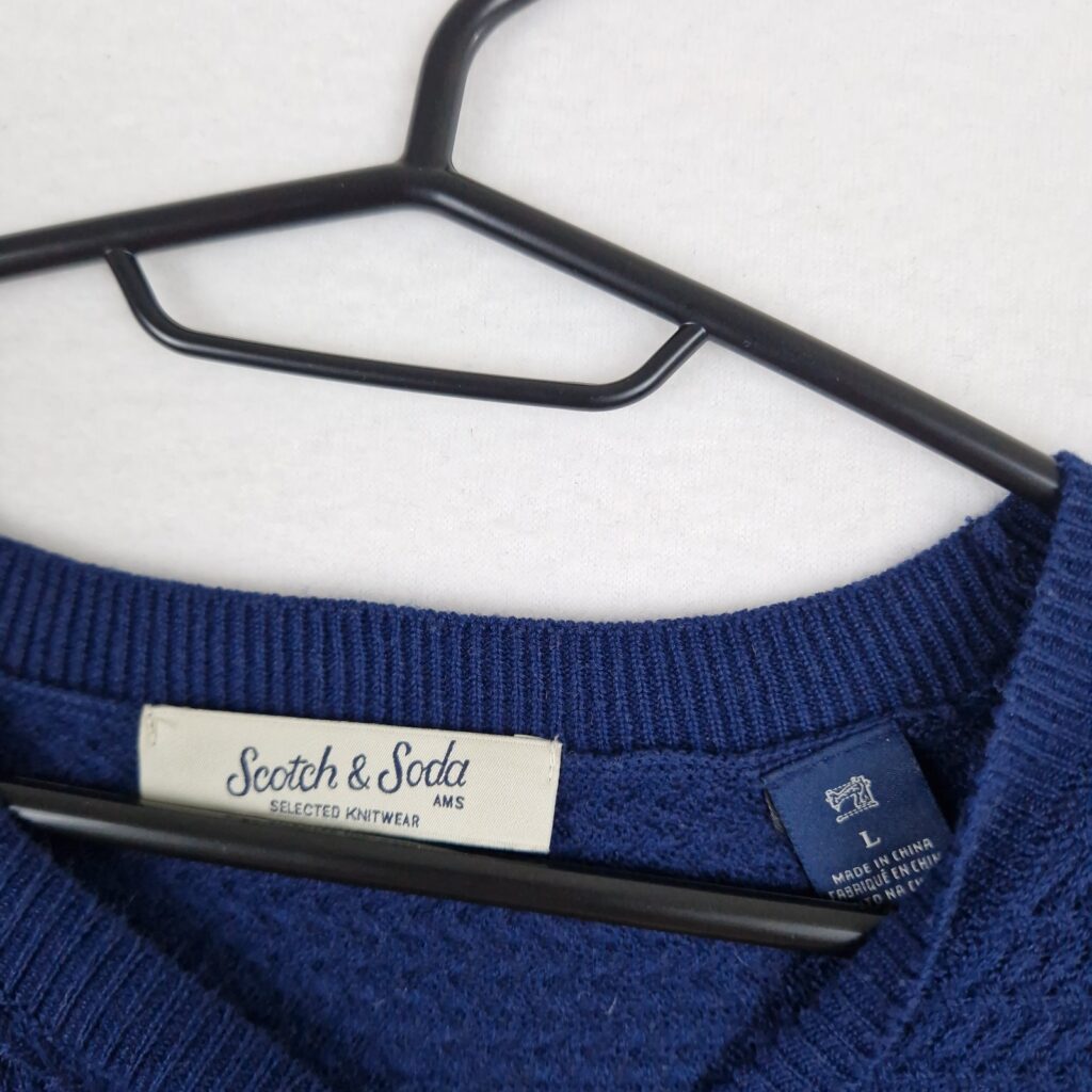 Scotch & Soda Mens Blue Orange Knit Sweater Size L Acrylic Colorblock Knitwear