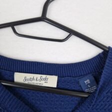 Scotch & Soda Mens Blue Orange Knit Sweater Size L Acrylic Colorblock Knitwear