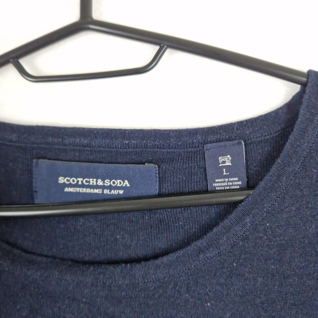 Scotch & Soda Mens Navy White Striped Knit Sweater Size L Cotton Breton Style