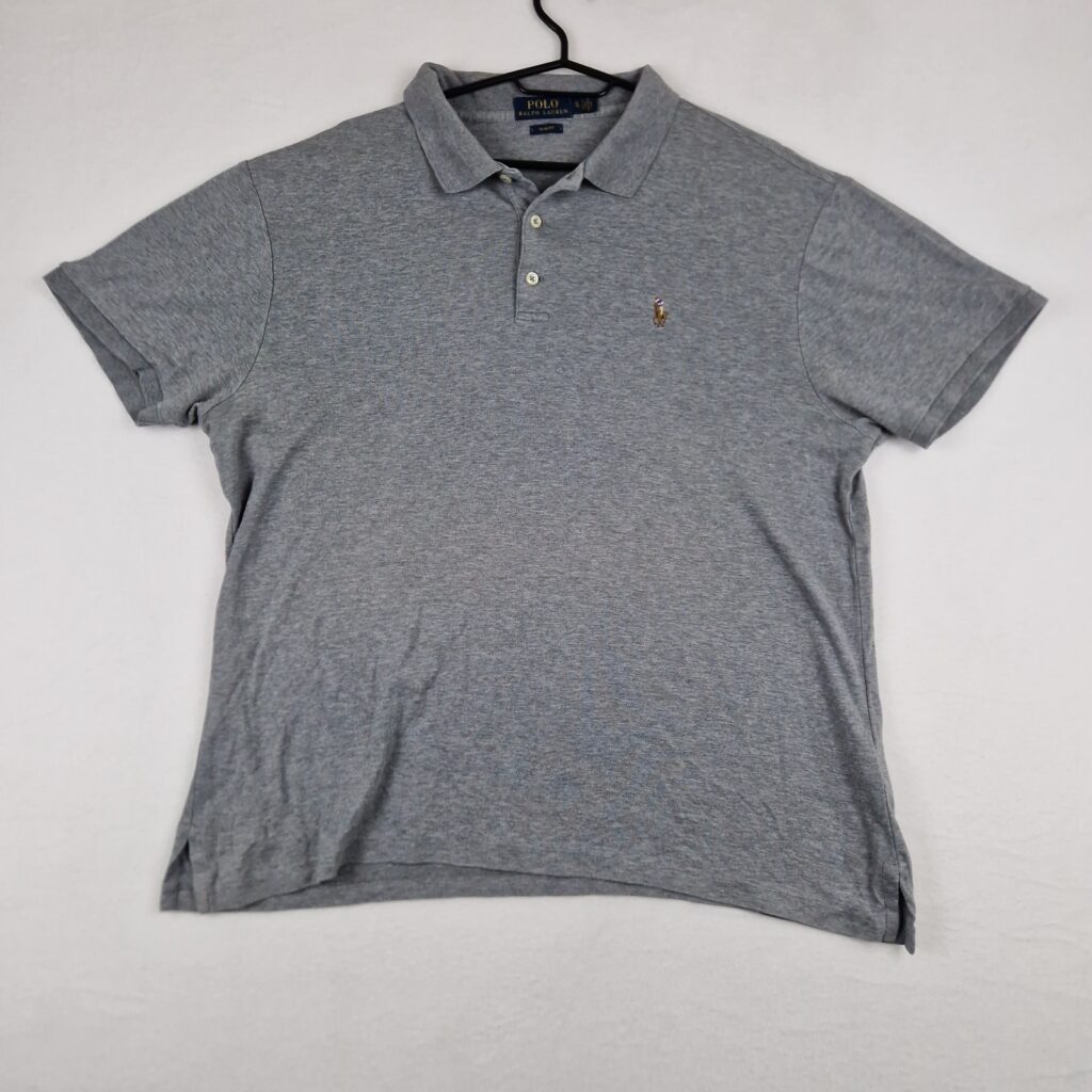 Polo Ralph Lauren Mens Grey Polo Shirt Size XL Cotton Slim Fit Classic Embroidered Logo