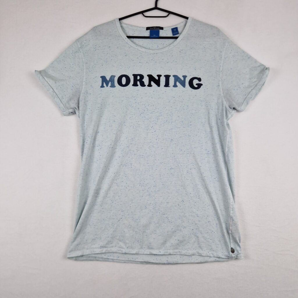 Scotch & Soda Mens Light Blue Graphic T Shirt Size L Cotton Polyester Speckled