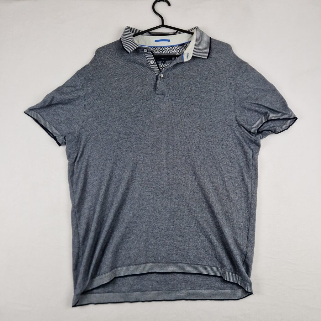 Ted Baker Mens Navy Polo Shirt Size 5 Cotton Pattern Trim Smart Casual