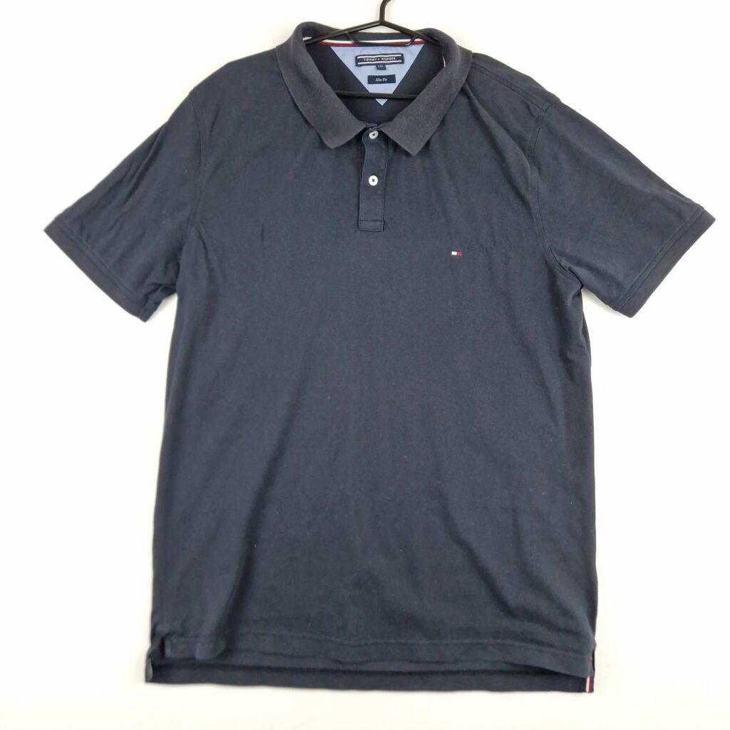 Tommy Hilfiger Mens Navy Polo Shirt Size XXL Cotton Slim Fit Classic Logo