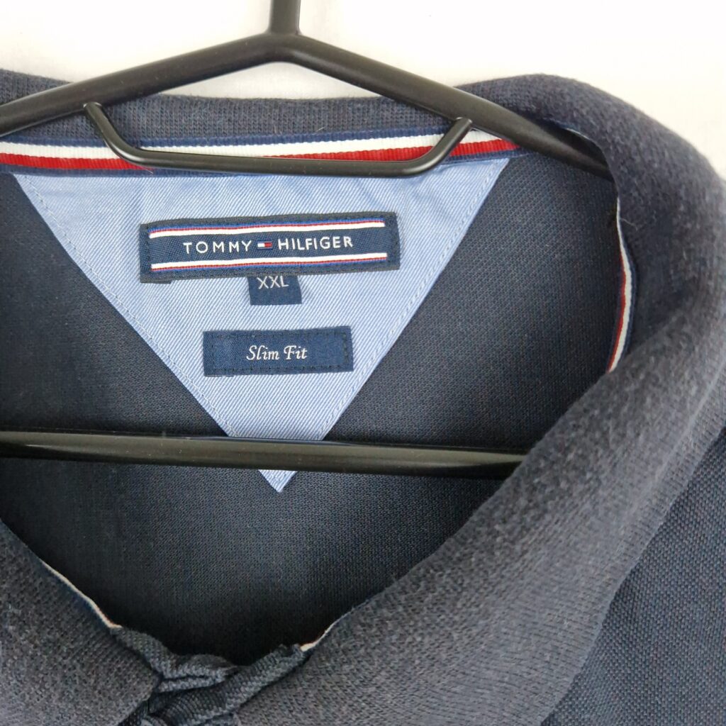 Tommy Hilfiger Mens Navy Polo Shirt Size XXL Cotton Slim Fit Classic Logo