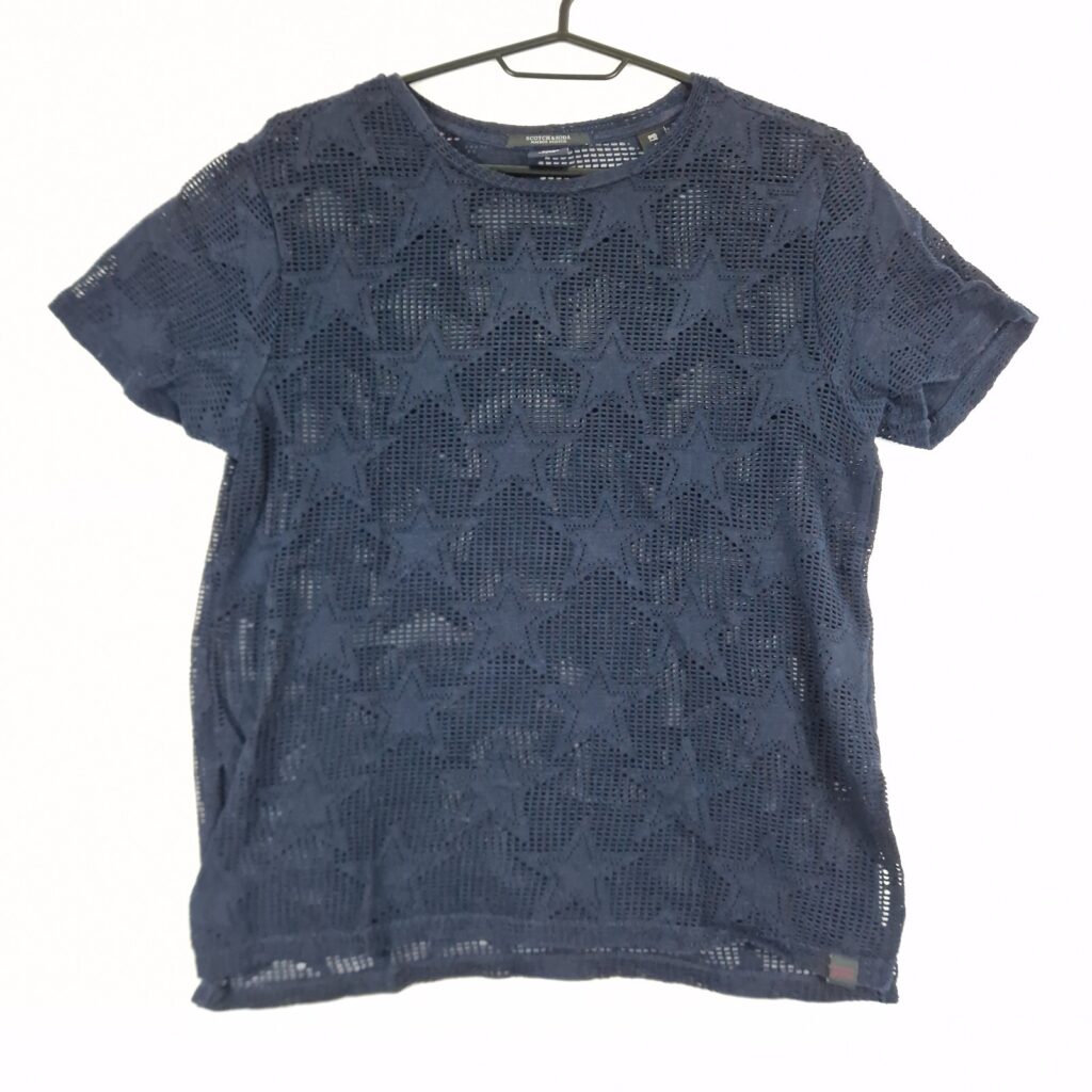 Scotch & Soda Maison Scotch Womens Blue T Shirt Size S Cotton Crochet Short Sleeve