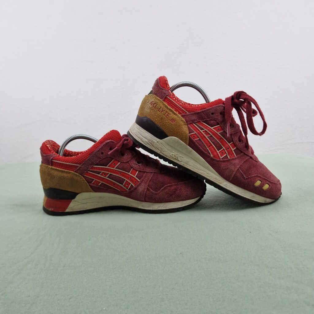 Asics Womens Burgundy Gel Lyte III Sneakers Size 38 Suede Mesh Retro Running