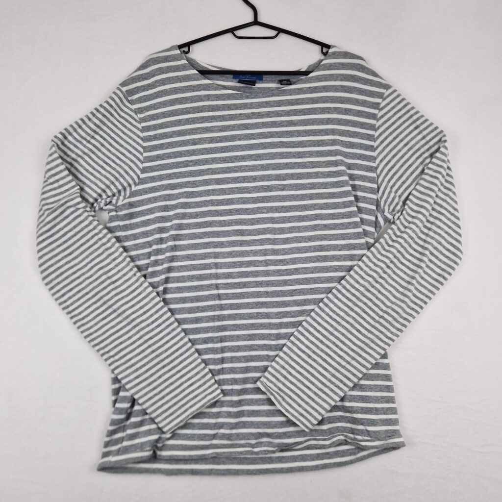 Scotch & Soda Your Friends Womens Grey White Striped Top Size L Cotton Stretch Long Sleeve