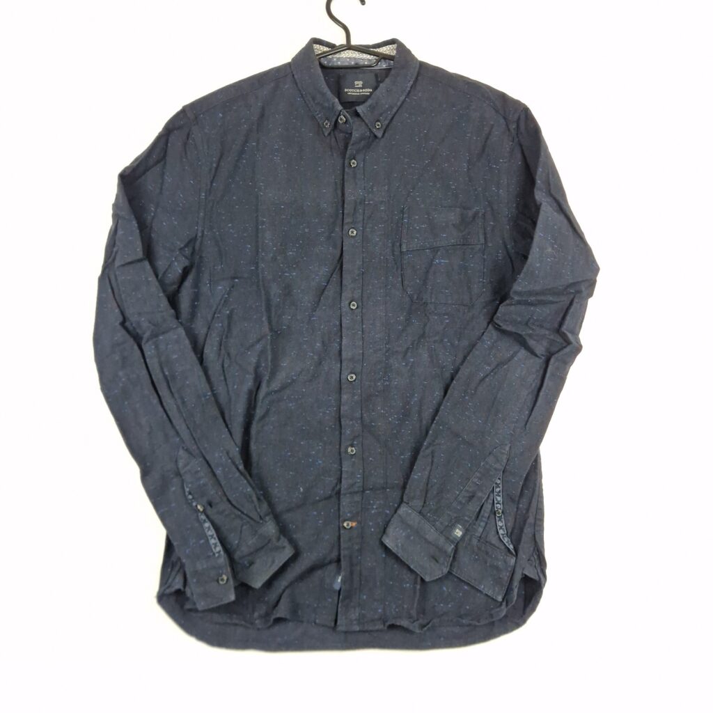 Scotch & Soda Mens Navy Blue Button Up Shirt Size L Cotton Long Sleeve