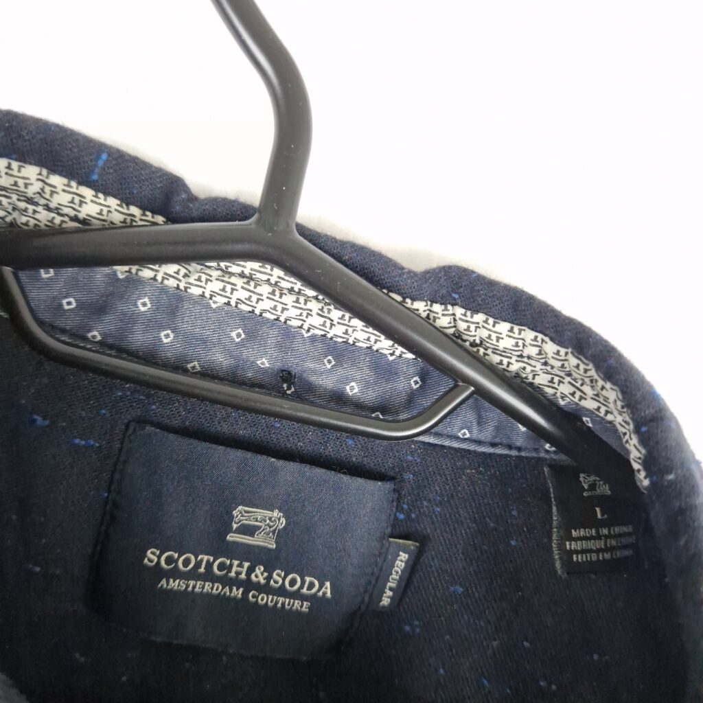 Scotch & Soda Mens Navy Blue Button Up Shirt Size L Cotton Long Sleeve