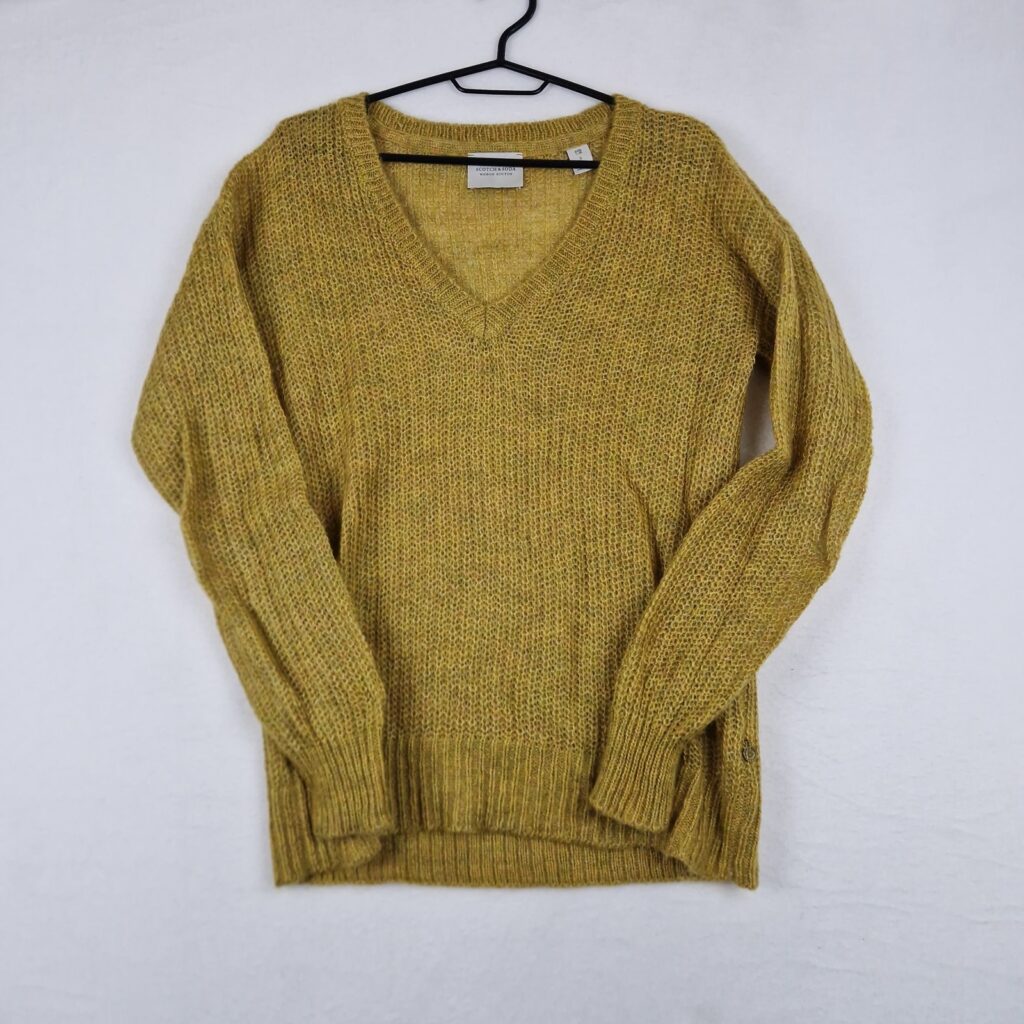 Scotch & Soda Maison Scotch Womens Mustard Yellow Sweater Size S Chunky Knit V Neck