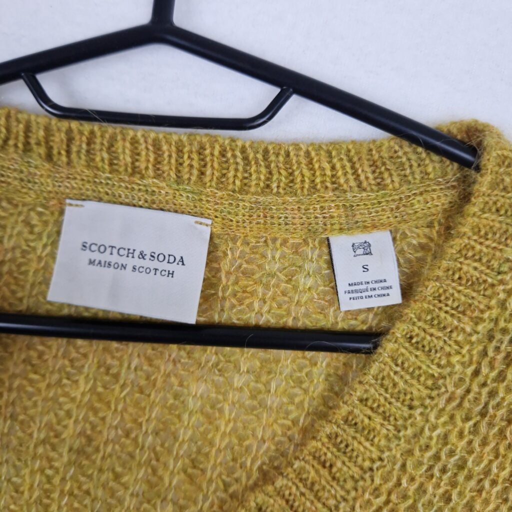 Scotch & Soda Maison Scotch Womens Mustard Yellow Sweater Size S Chunky Knit V Neck