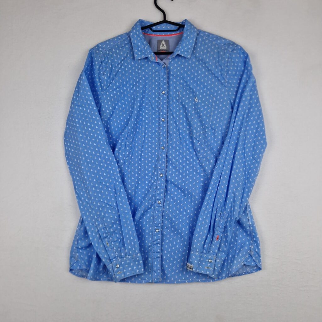Gaastra Mens Blue Nautical Printed Button Up Shirt Size XL Cotton Long Sleeve