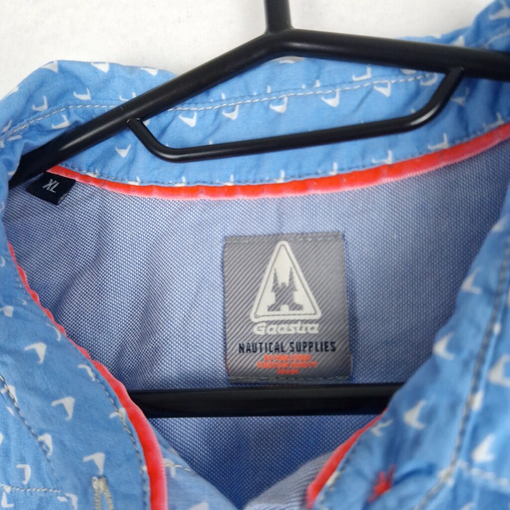 Gaastra Mens Blue Nautical Printed Button Up Shirt Size XL Cotton Long Sleeve