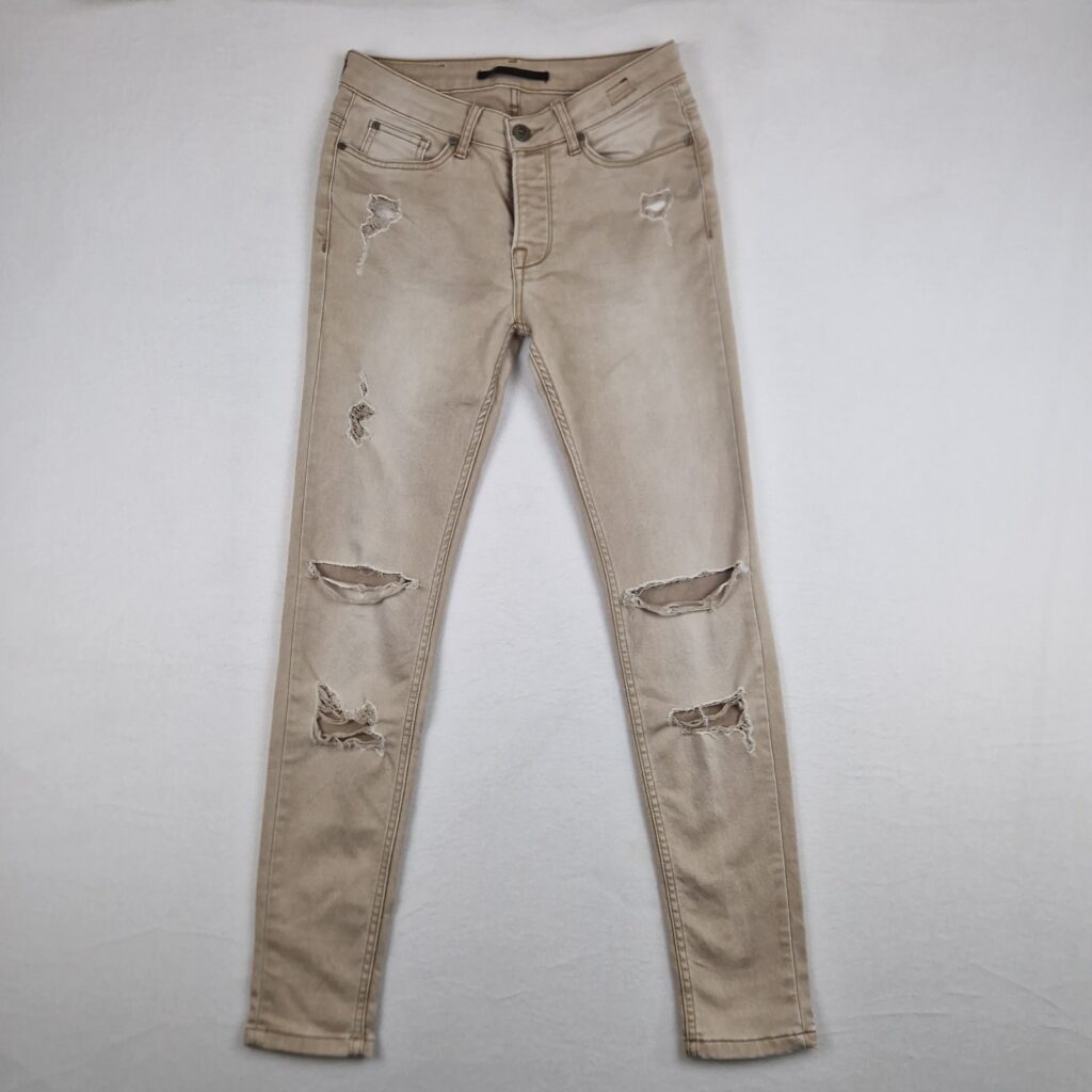 Ashes To Dust Womens Beige Denim Jeans Size W28 Destroyed Skinny Fit
