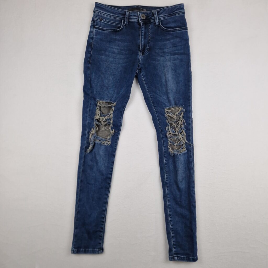 Ashes To Dust Womens Blue Denim Jeans Size W28 Destroyed Skinny Fit
