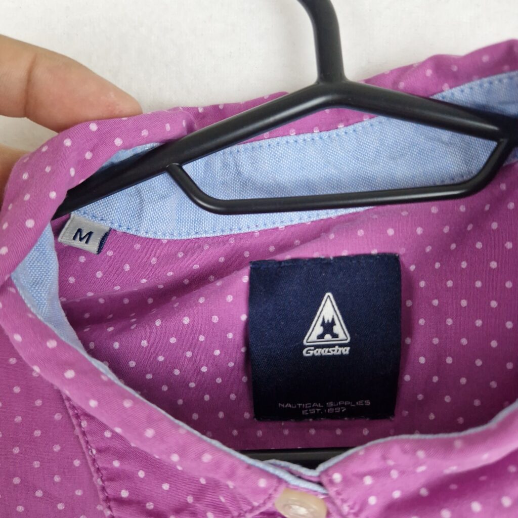 Gaastra Mens Purple Button Up Shirt Size M Cotton Polka Dot Long Sleeve Nautical