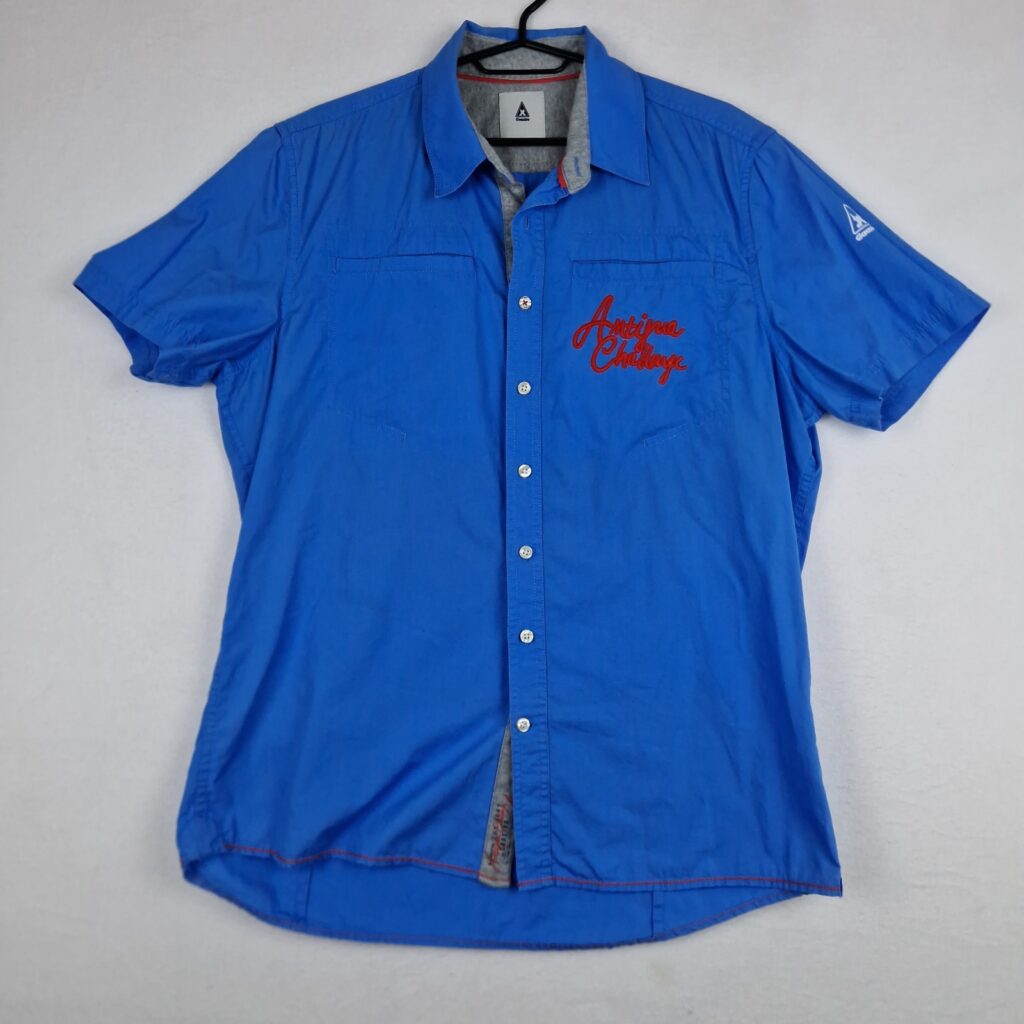 Vintage Gaastra Mens Blue Shirt Size L Cotton Short Sleeve Button Up Sailing Nautical