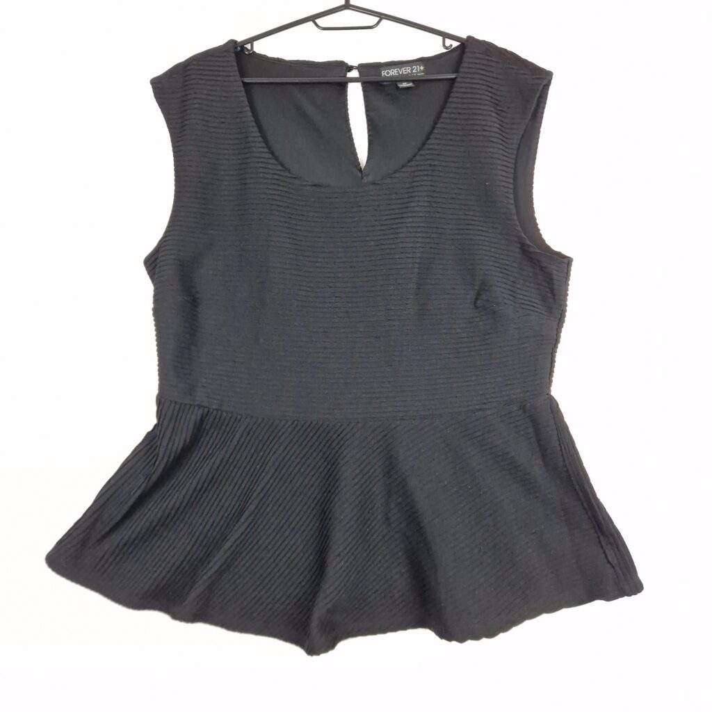 Forever 21+ Womens Black Sleeveless Top Size 2XL Textured Peplum Blouse