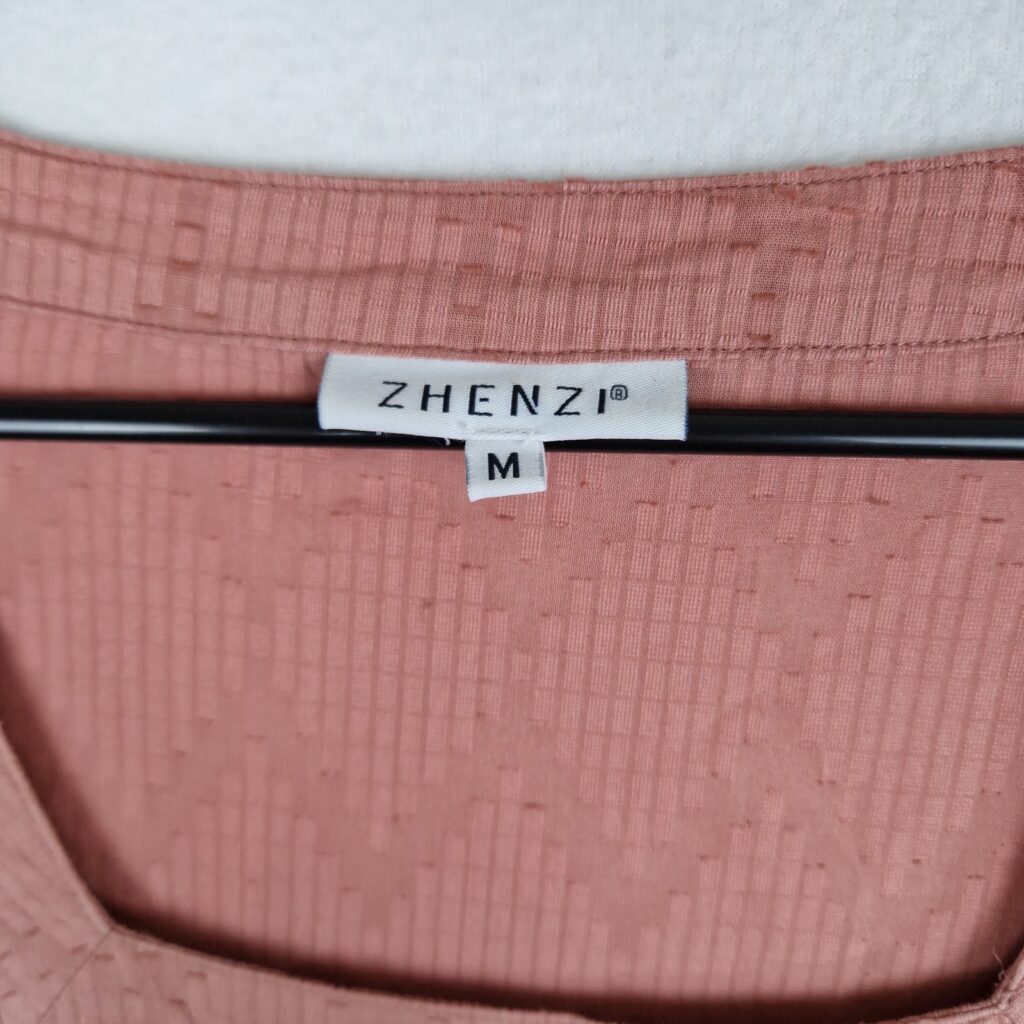 Zhenzi Womens Pink Top Size M Textured Lace Trim Short Sleeve Blouse