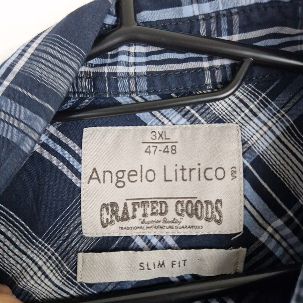 Angelo Litrico Mens Blue Plaid Shirt Size 3XL Cotton Slim Fit Short Sleeve