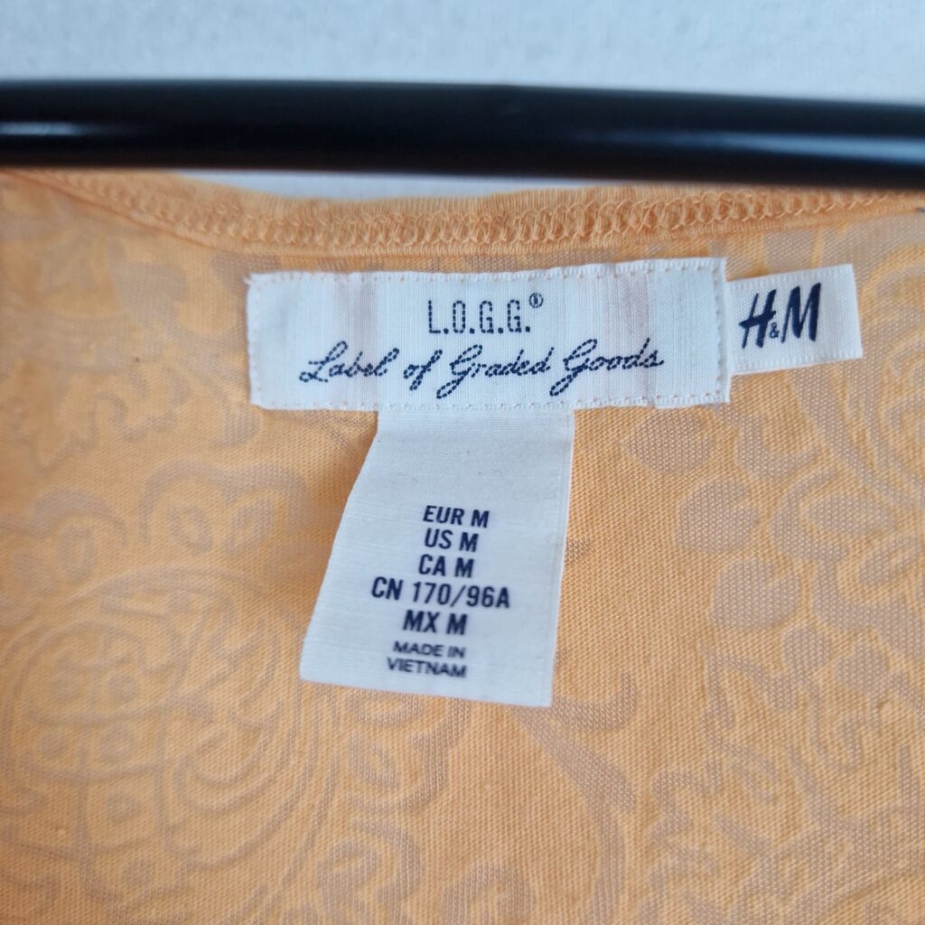 H&M L.O.G.G. Womens Orange Paisley Tunic Top Size M Cotton Blend Casual