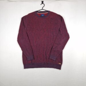 Tom Tailor Mens Burgundy Sweater Size XXL Cotton Knit Crewneck Casual Jumper
