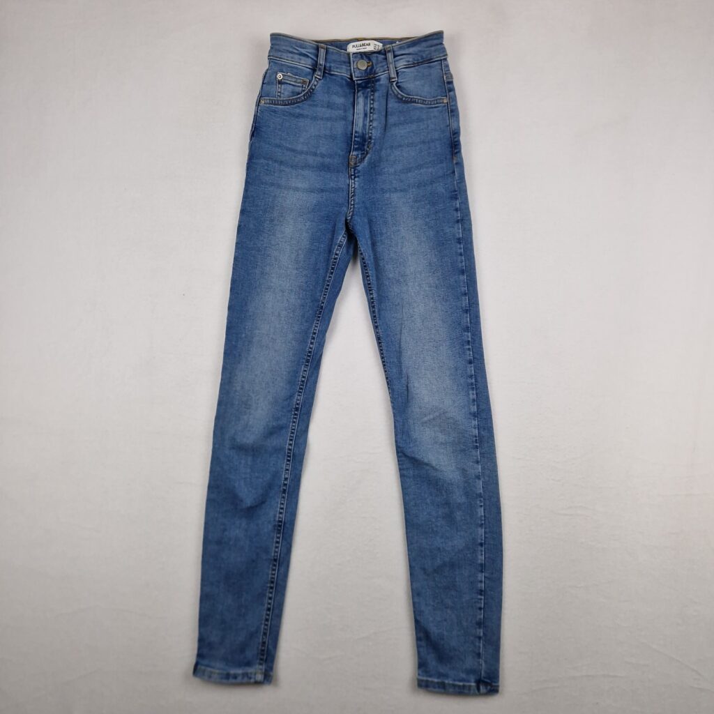 Pull & Bear Womens Blue Denim Jeans Size 32 Cotton Stretch Skinny Fit