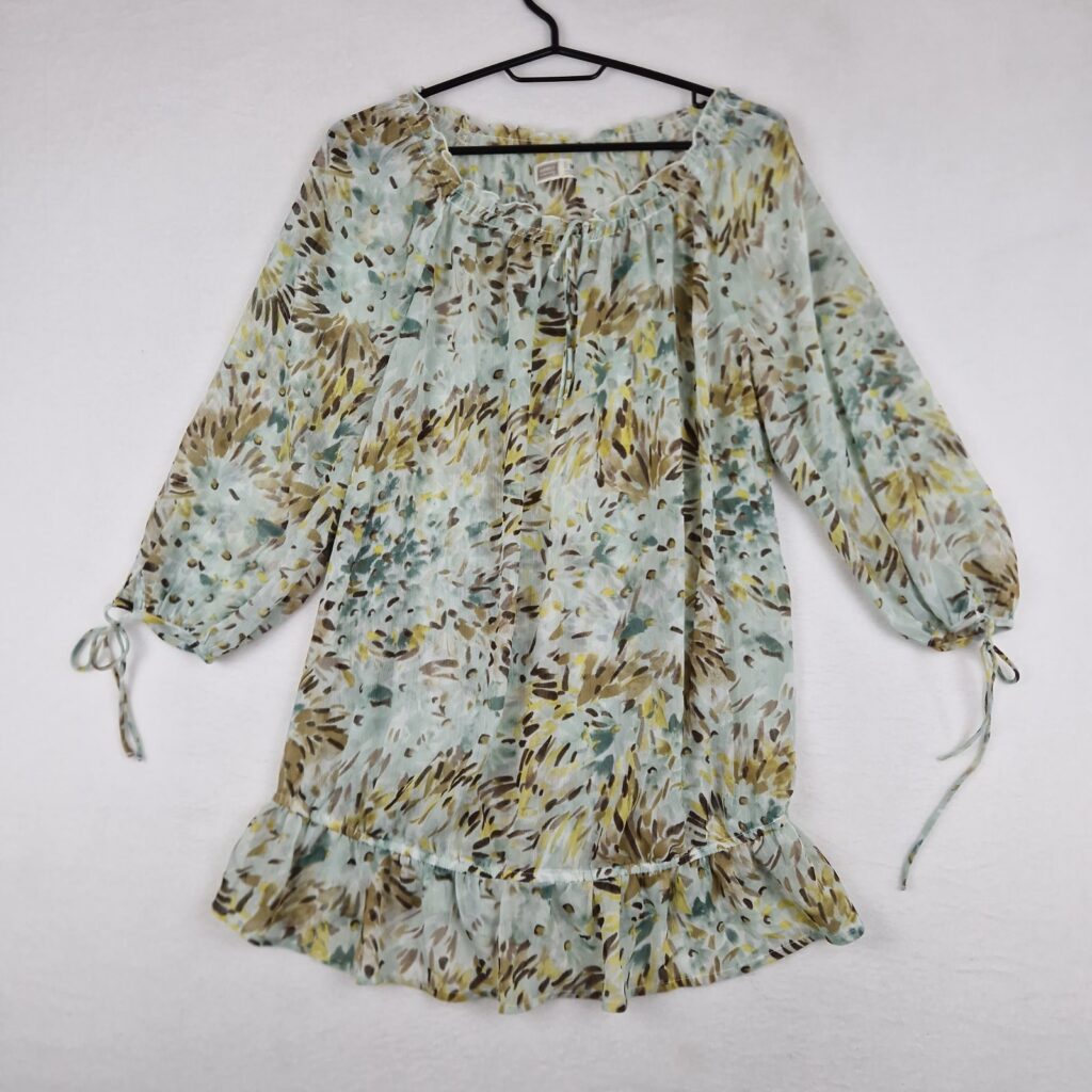 Old Navy Maternity Womens Light Blue Green Floral Dress Size M Chiffon Boho Ruffle